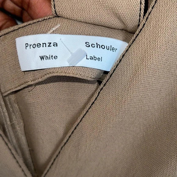 PROENZA SCHOULER White Label Plunge Rumpled Pique Top In Khaki - Picture 7 of 11